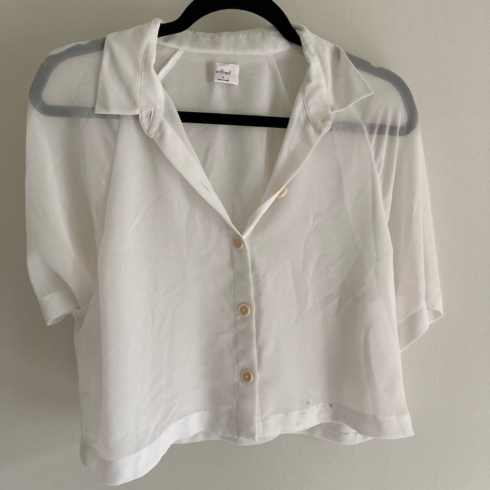 Aritzia Wilfred shear crop blouse